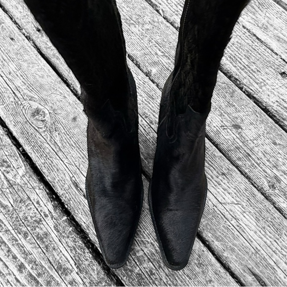 Rockwell Tharp Genuine Calf Hair Crocodile Embossed Pattern Western Style Boots - Picture 5 of 9